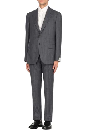 CARUSO Heren, Pakken, Blauw, Maat: M Tweed