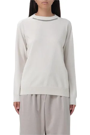 Brunello Cucinelli Dames, Truien, Wit, Maat: L Kasjmier