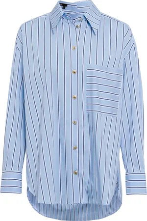 Marc Aurel Dames, Blouses & Shirts, Blauw, Maat: S Katoen