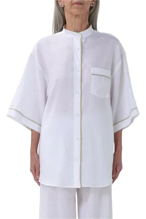 Fabiana Filippi Dames, Blouses & Shirts, Wit, Maat: M Linnen