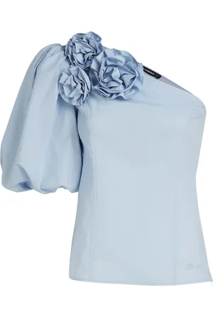 Karl Lagerfeld Dames, Blouses & Shirts, Blauw, Maat: M Katoen