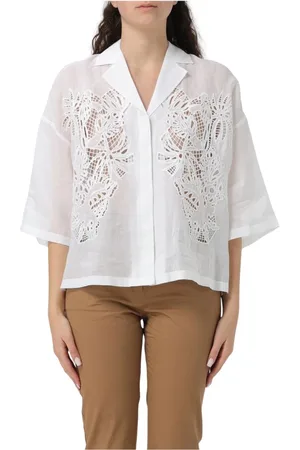 Max Mara Dames, Blouses & Shirts, Wit, Maat: S Linnen