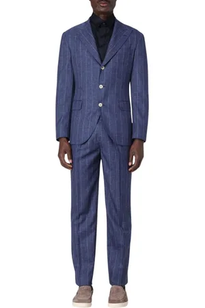Brunello Cucinelli Heren, Pakken, Blauw, Maat: S Linnen