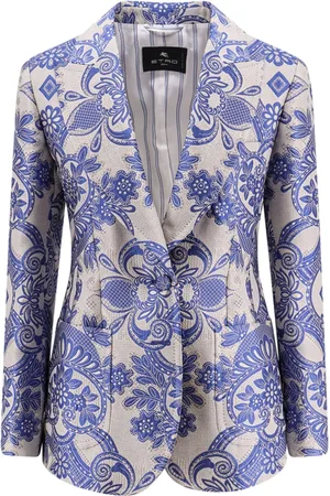 Etro Dames, Jassen, Blauw, Maat: L Zijde