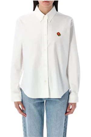 Kenzo Dames, Blouses & Shirts, Wit, Maat: XS Katoen