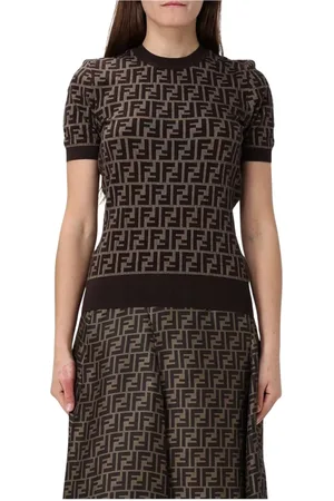 Fendi Dames, Truien, Bruin, Maat: 2XS Zijde