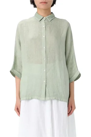 120% Lino Dames, Blouses & Shirts, Groen, Maat: XS Linnen