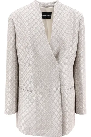 Giorgio Armani Dames, Jassen, Grijs, Maat: M Linnen