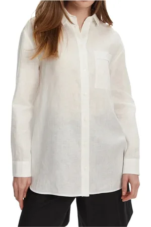 Max Mara Dames, Blouses & Shirts, Wit, Maat: M Linnen