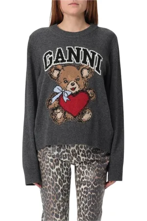Ganni Dames, Truien, Grijs, Maat: S Wol
