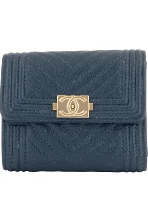 CHANEL Dames, Pre-owned, Blauw, Maat: ONE Size Leer