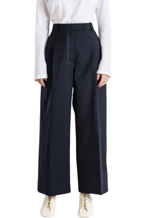 Thom Browne Dames, Broeken, Blauw, Maat: L Wol