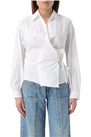 Diesel Dames, Blouses & Shirts, Wit, Maat: 2XS Katoen