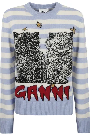 Ganni Dames, Truien, Blauw, Maat: S