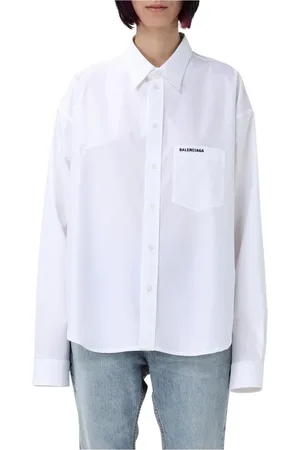 Balenciaga Dames, Blouses & Shirts, Wit, Maat: 2XS Katoen