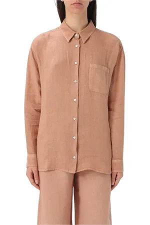 120% Lino Dames, Blouses & Shirts, Roze, Maat: M Linnen
