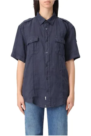 Blauer Dames, Blouses & Shirts, Blauw, Maat: S Linnen