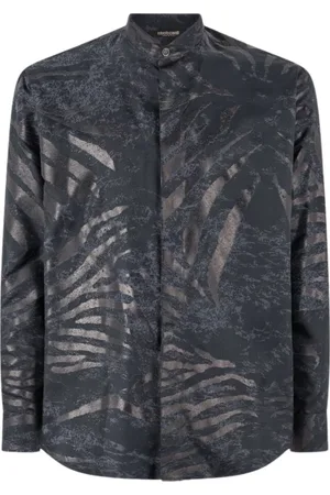 Roberto Cavalli Heren, Overhemden, Zwart, Maat: XL Zijde