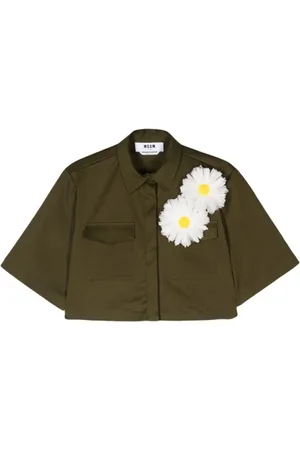 Msgm Dames, Blouses & Shirts, Groen, Maat: S Katoen