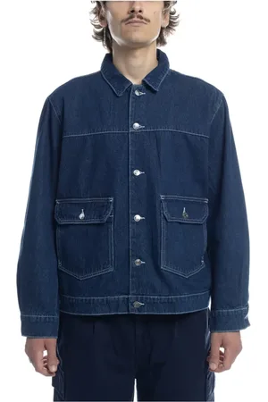 Pop Trading Company Heren, Overhemden, Blauw, Maat: S Denim