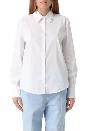 Patrizia Pepe Dames, Blouses & Shirts, Wit, Maat: M Katoen