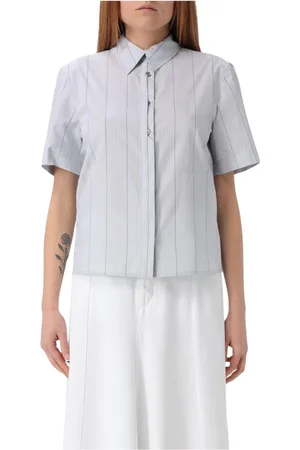 Pinko Dames, Blouses & Shirts, Grijs, Maat: 2XS Katoen