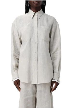 Brunello Cucinelli Dames, Blouses & Shirts, Grijs, Maat: S Linnen
