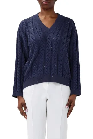 Brunello Cucinelli Dames, Truien, Blauw, Maat: M Kasjmier
