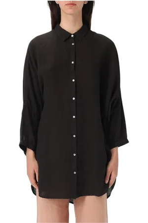 120% Lino Dames, Blouses & Shirts, Zwart, Maat: M Linnen