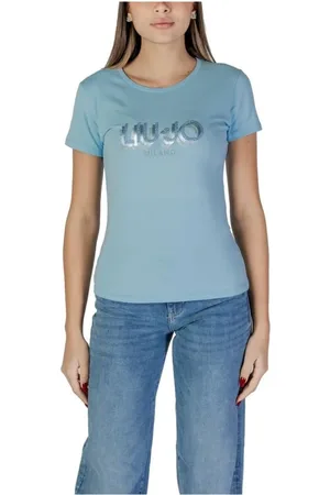 Liu Jo Dames, Tops, Blauw, Maat: M Katoen