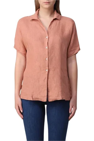 FAY Dames, Blouses & Shirts, Roze, Maat: M Linnen