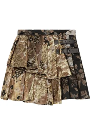 Roberto Cavalli Dames, Rokken, Bruin, Maat: 2XS Brokaat