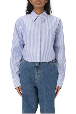 HUGO BOSS Dames, Blouses & Shirts, Blauw, Maat: 2XS Katoen