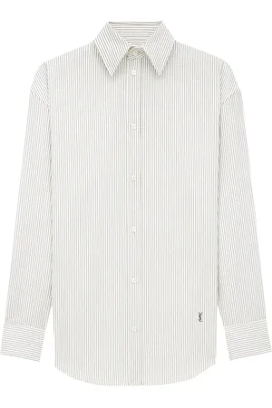 Saint Laurent Dames, Blouses & Shirts, Grijs, Maat: M Katoen
