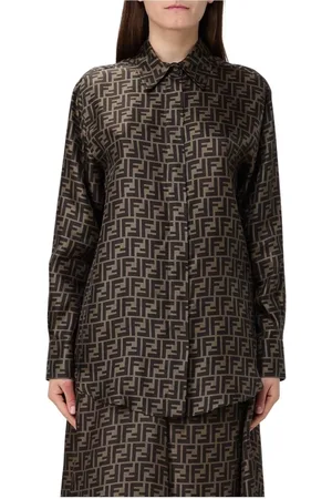 Fendi Dames, Blouses & Shirts, Bruin, Maat: M Zijde