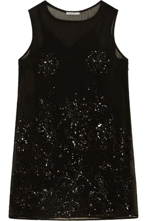 Patrizia Pepe Dames, Jurken, Zwart, Maat: S Chiffon