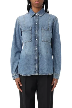 Patrizia Pepe Dames, Blouses & Shirts, Blauw, Maat: M Denim