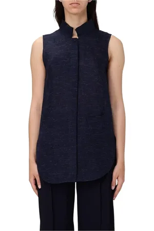 Emporio Armani Dames, Tops, Blauw, Maat: L Linnen