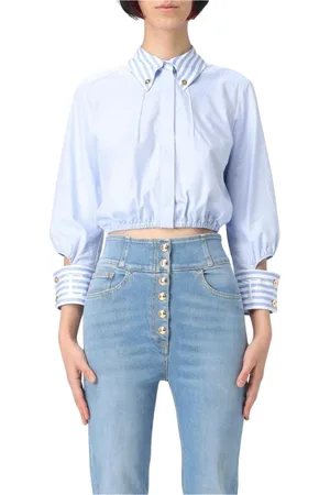 Elisabetta Franchi Dames, Blouses & Shirts, Blauw, Maat: S Katoen