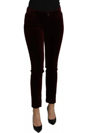 Dolce & Gabbana Dames, Broeken, Rood, Maat: XS Velours