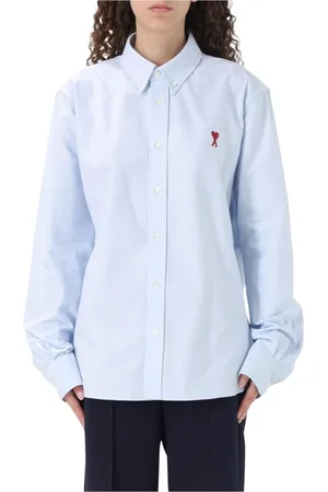 Ami Dames, Blouses & Shirts, Blauw, Maat: M Katoen