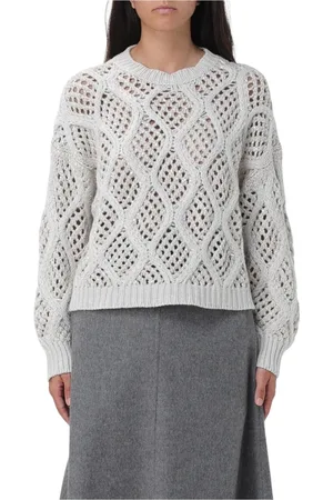 Brunello Cucinelli Dames, Truien, Grijs, Maat: M Wol