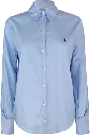Patrizia Pepe Dames, Blouses & Shirts, Blauw, Maat: M Katoen