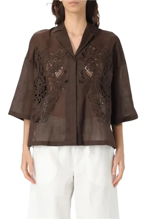 Max Mara Dames, Blouses & Shirts, Bruin, Maat: XS Linnen
