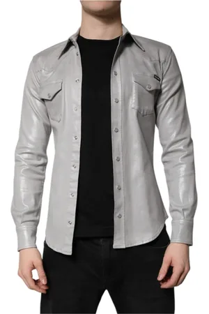 Dolce & Gabbana Heren, Overhemden, Grijs, Maat: S Katoen