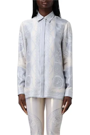 VERSACE Dames, Blouses & Shirts, Grijs, Maat: M Zijde