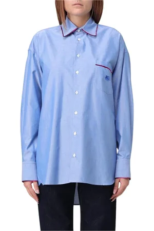 Etro Dames, Blouses & Shirts, Blauw, Maat: S Katoen