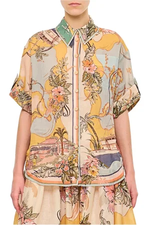ZIMMERMANN Dames, Blouses & Shirts, Veelkleurig, Maat: S Linnen