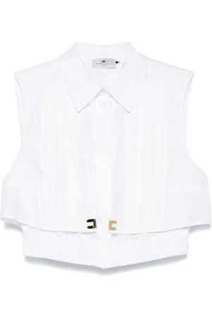 Elisabetta Franchi Dames, Blouses & Shirts, Wit, Maat: M Katoen
