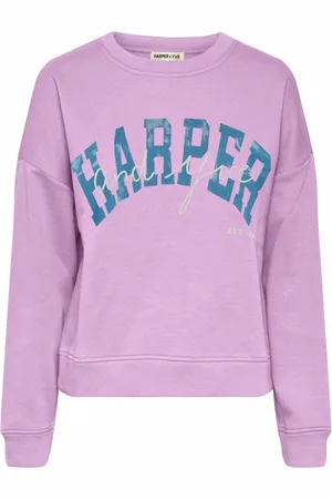 Harper & Yve Dames, Sweatshirts & Hoodies, Paars, Maat: M Katoen